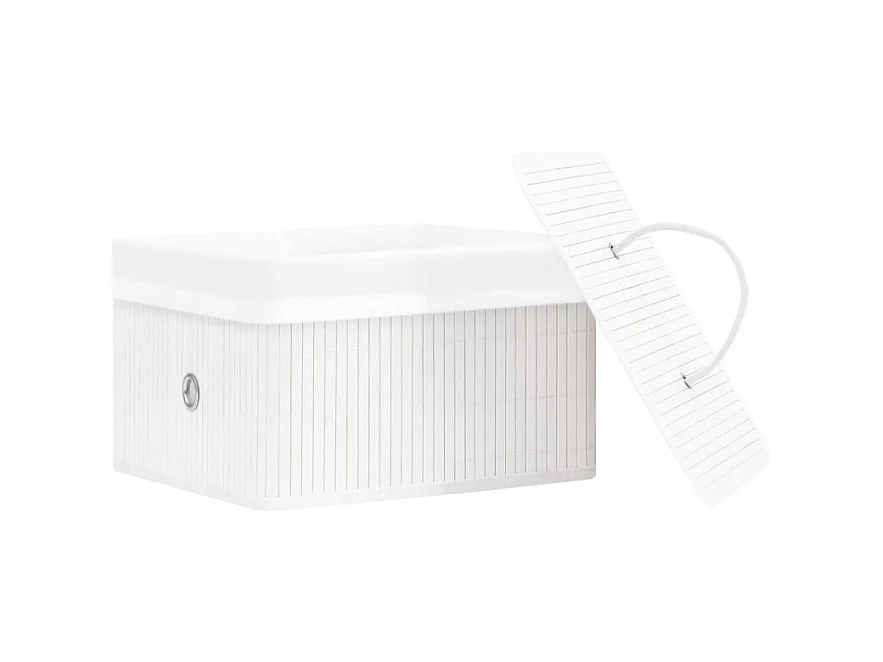 Conjunto de 4 Caixas de Arrumação em Bambu Branco para Organização