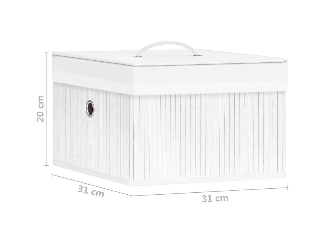 Conjunto de 4 Caixas de Arrumação em Bambu Branco para Organização