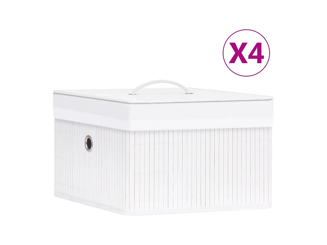 Boîtes de rangement en bambou 4 pcs Blanc