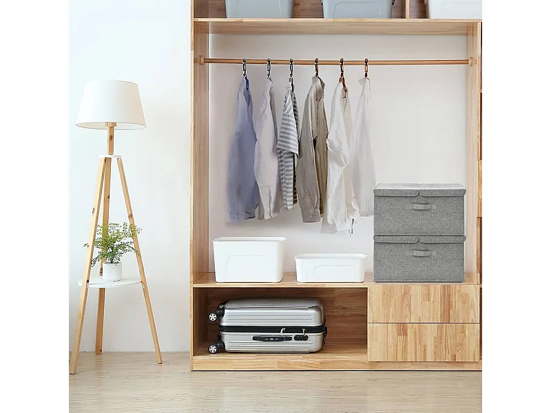 Aufbewahrungsboxen 2 Stk. Stoff 50x30x25 cm Grau