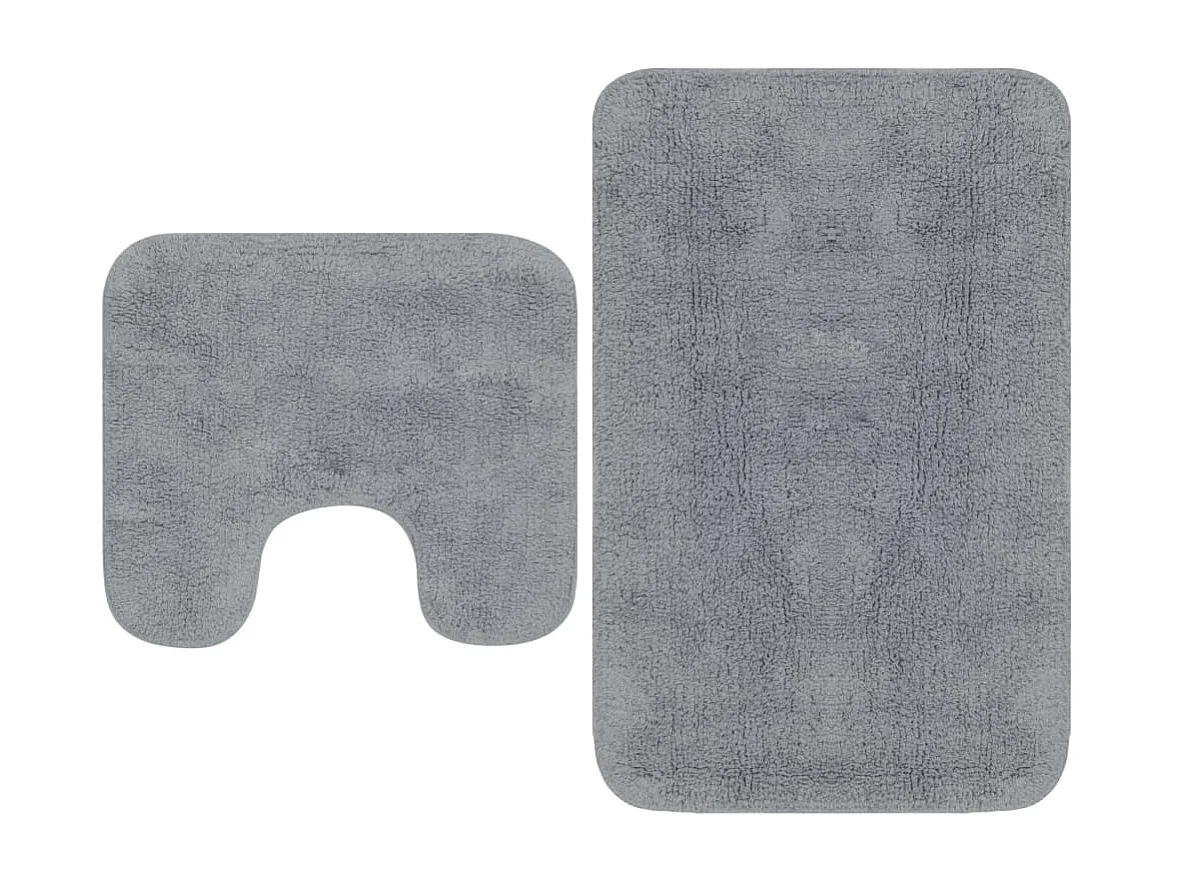 Tapis de salle de bain 2 pcs Tissu Gris