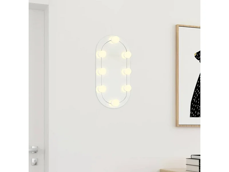 Espelho Oval com Luzes LED de 40x20 cm para Maquilhagem e Decoração