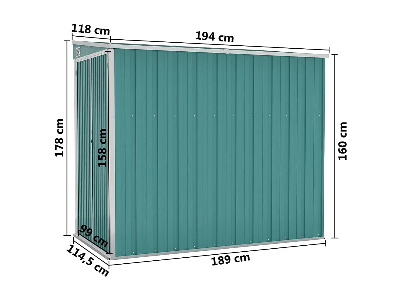 Abrigo Suspenso para Jardim em Aço Galvanizado Verde - 118x194x178 cm