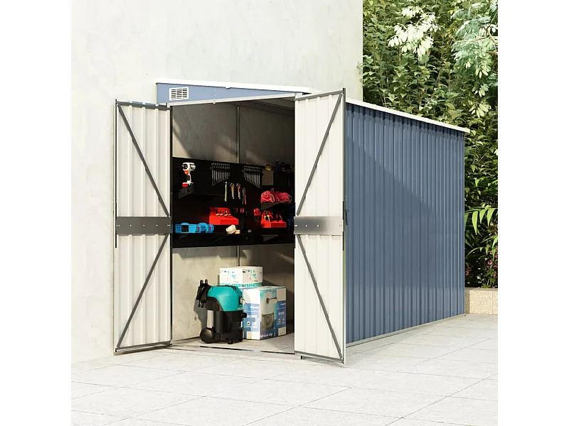 Anbauschuppen Grau 118x288x178 cm Verzinkter Stahl