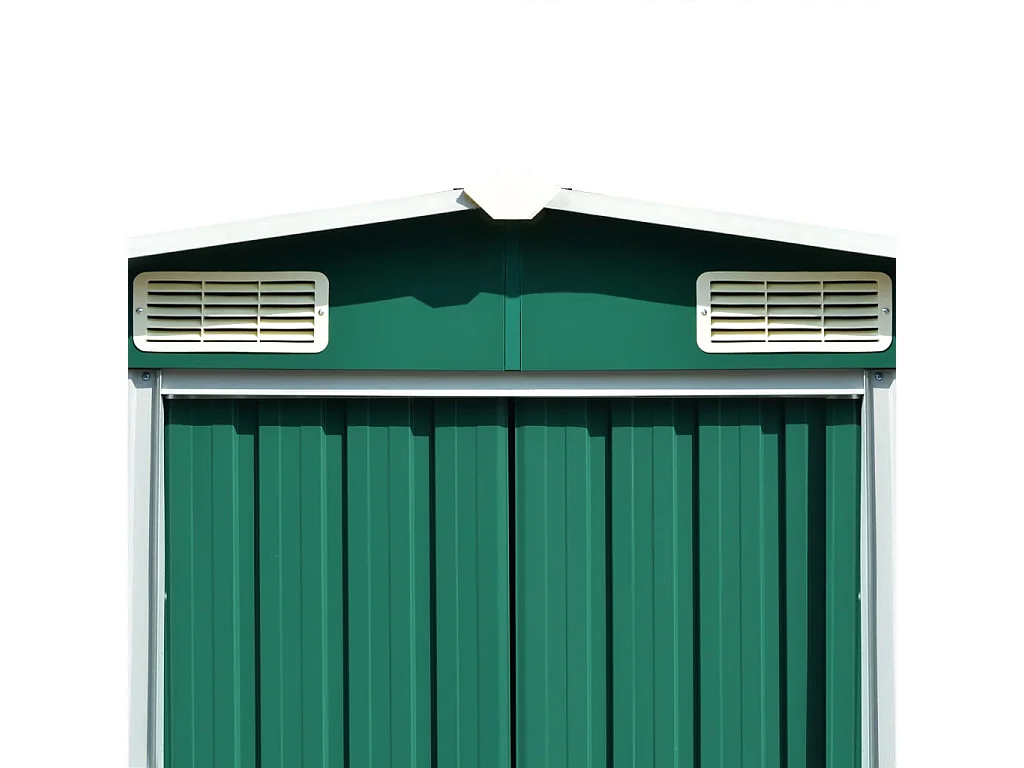 Abrigo de Jardim Metal Verde 257x489x181 cm para Armazenamento de Ferramentas