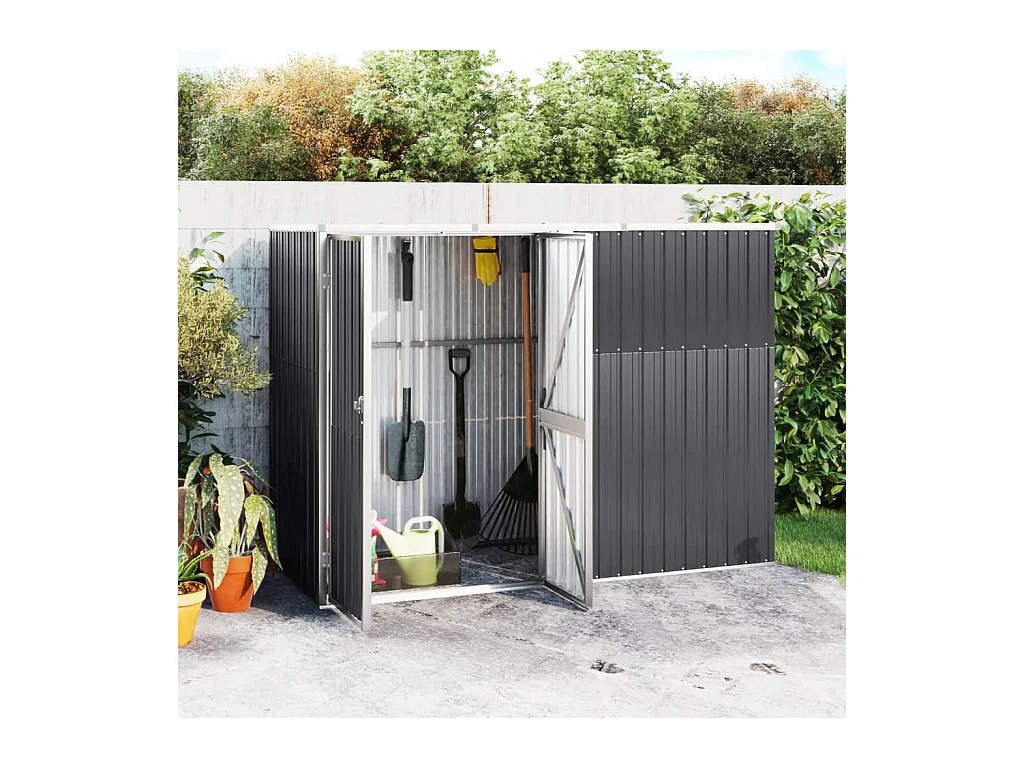 Abri à outils de jardin anthracite 225x89x161cm acier galvanisé