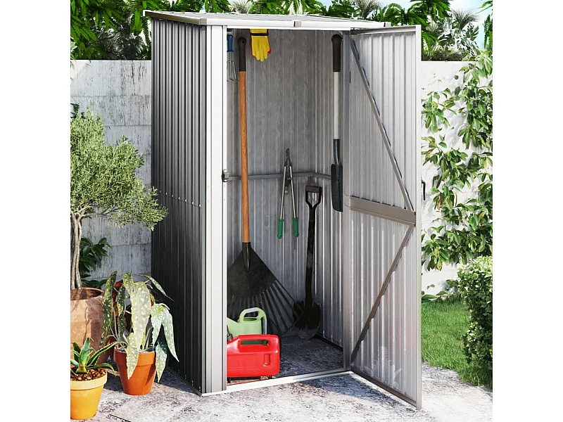 Abrigo de Jardim em Aço Galvanizado Cinzento - 118,5x97x209,5 cm