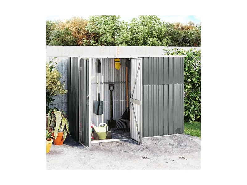 Gerätehaus Grau 225x89x161 cm Verzinkter Stahl