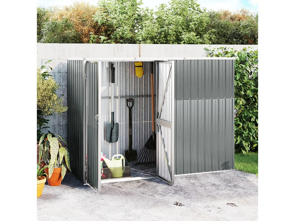 Gerätehaus Grau 225x89x161 cm Verzinkter Stahl