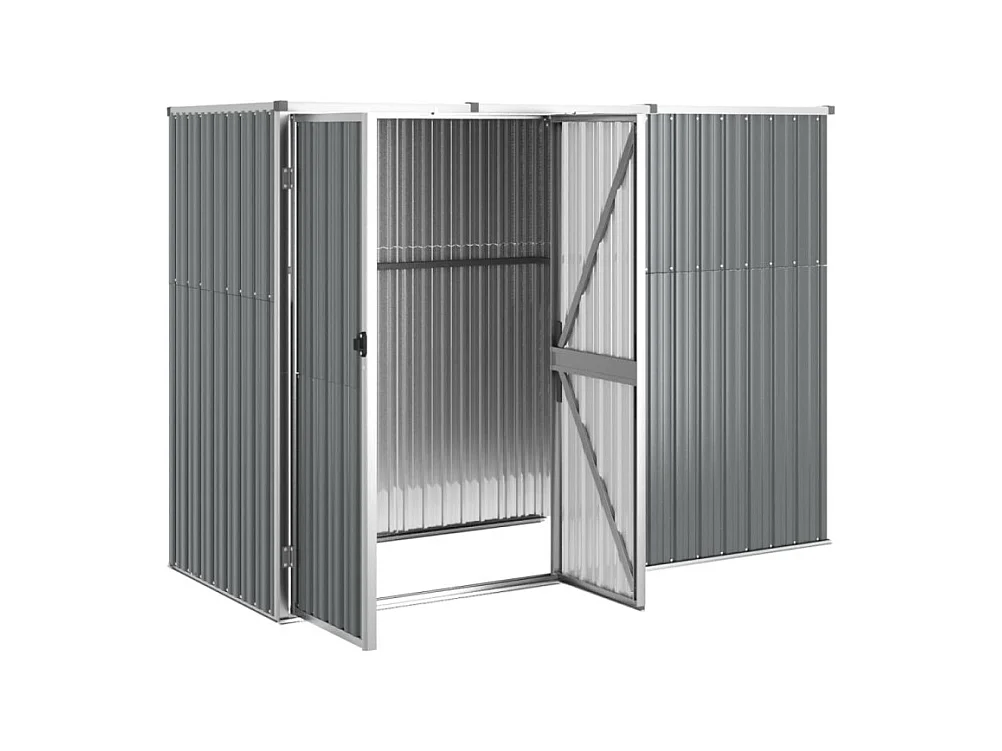 Gerätehaus Grau 225x89x161 cm Verzinkter Stahl