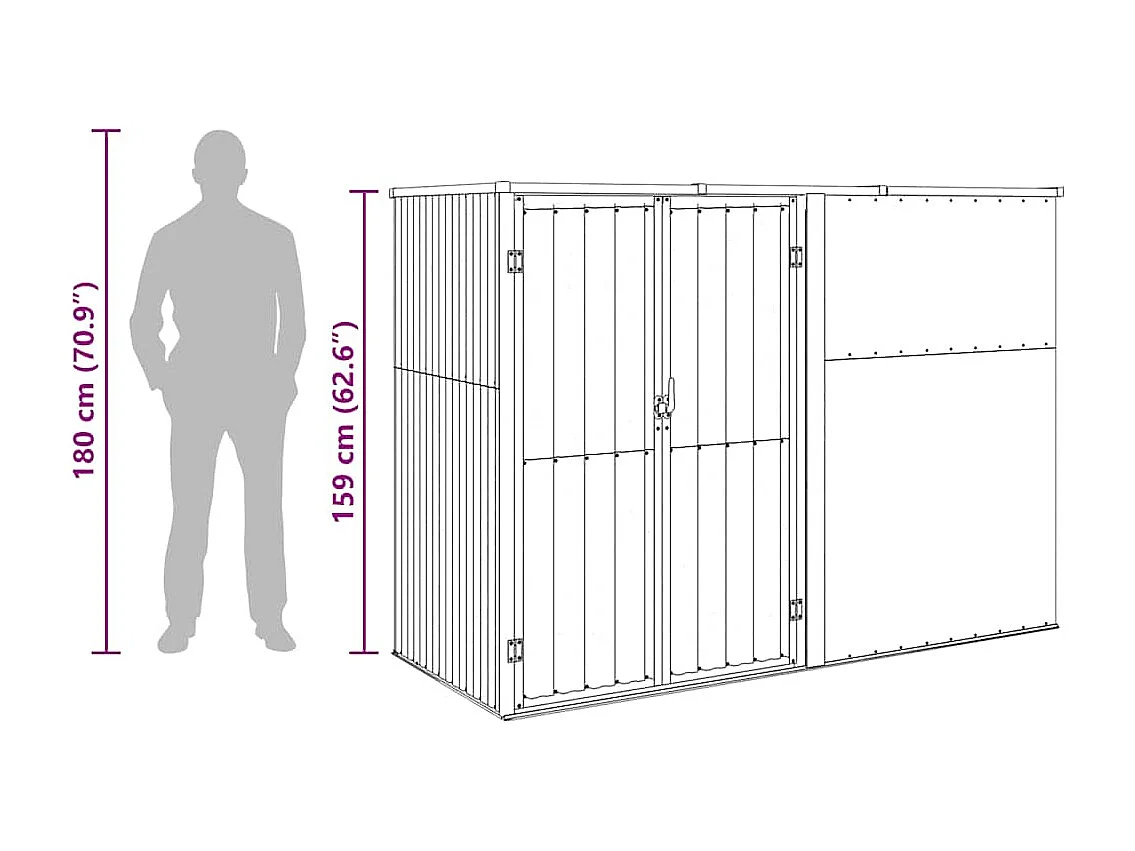 Abrigo de Ferramentas de Jardim em Aço Galvanizado Cinza - 225x89x161cm