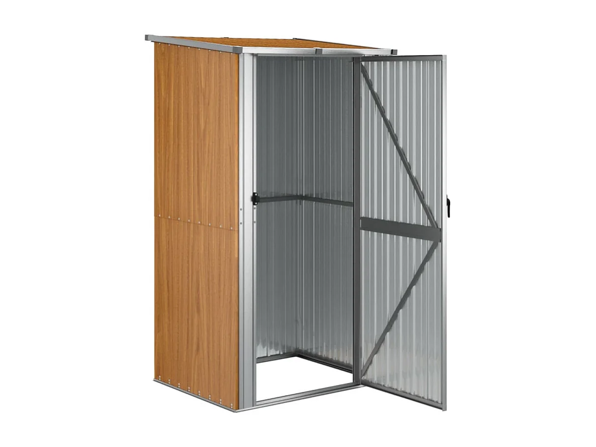 Abrigo de Jardim em Aço Galvanizado Castanho 118,5x97x209,5 cm para Armazenamento Seguro