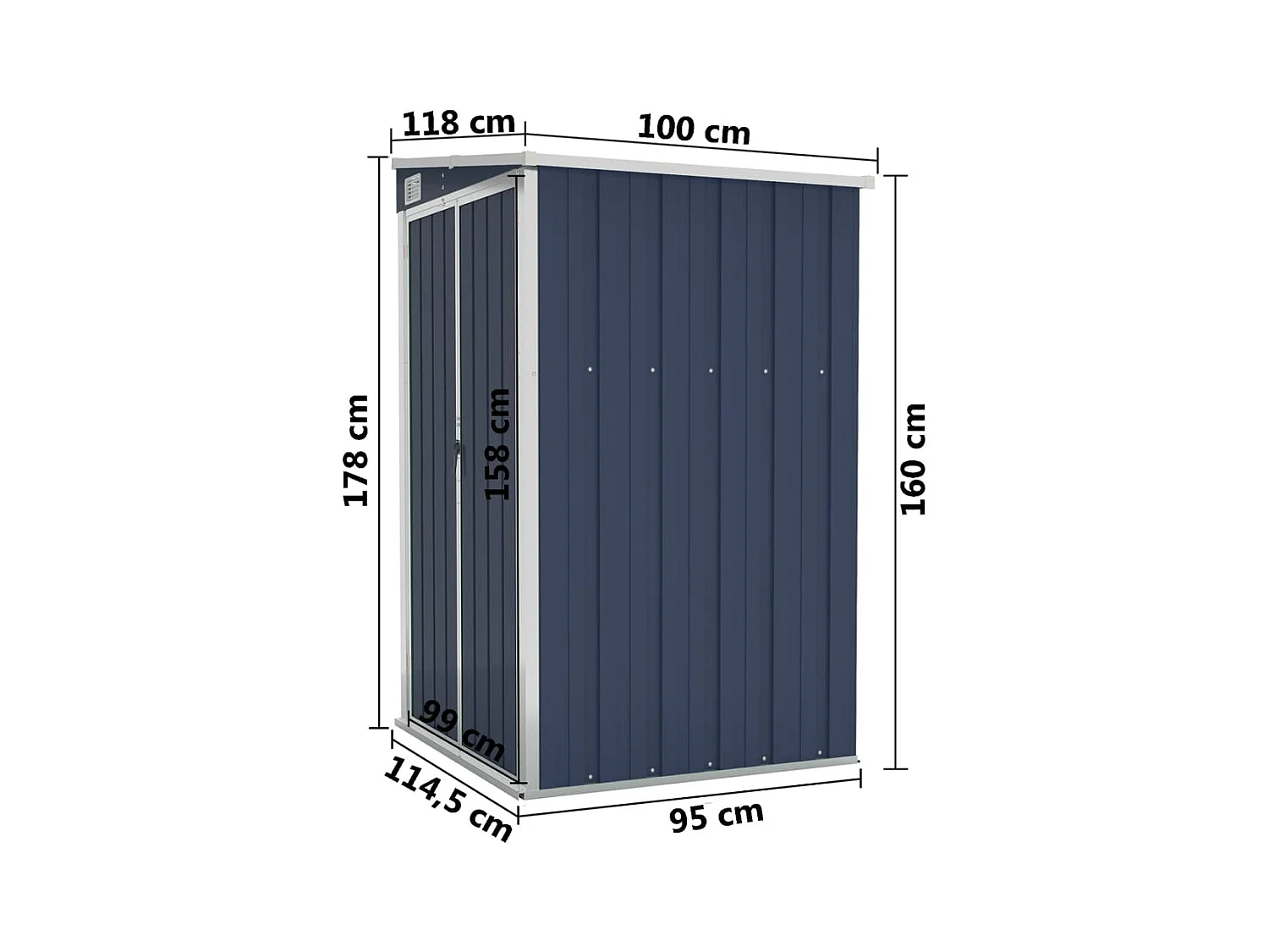 vidaXL Remise de jardin murale Anthracite 118x100x178 cm Acier