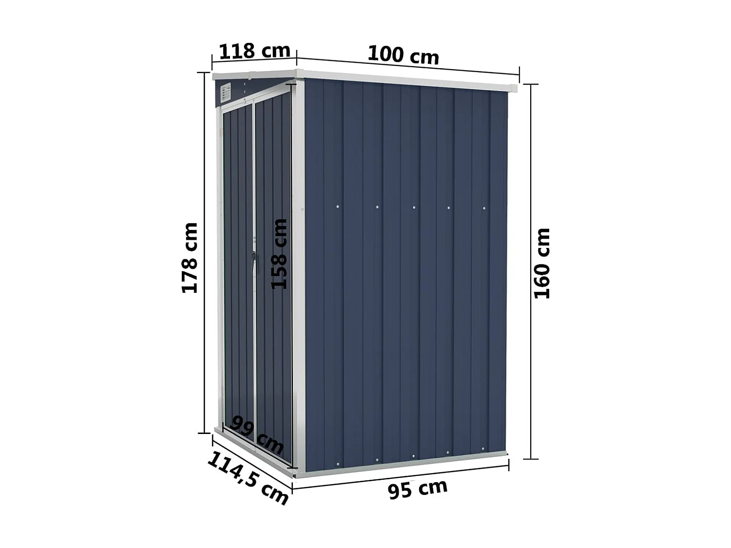 Anbauschuppen Anthrazit 118x100x178 cm Verzinkter Stahl