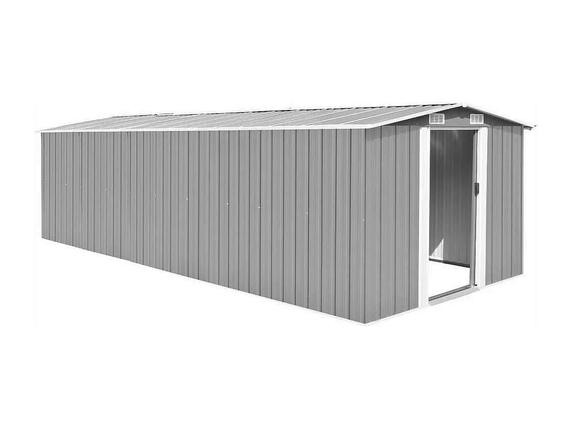 Abrigo de Jardim em Metal Cinzento - 257x580x181 cm para Armazenamento Seguro