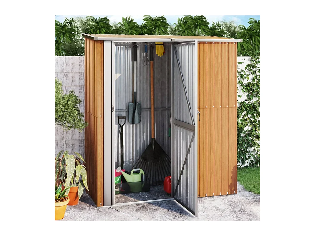 Abri de jardin 180,5x97x209,5 cm acier galvanisé aspect bois