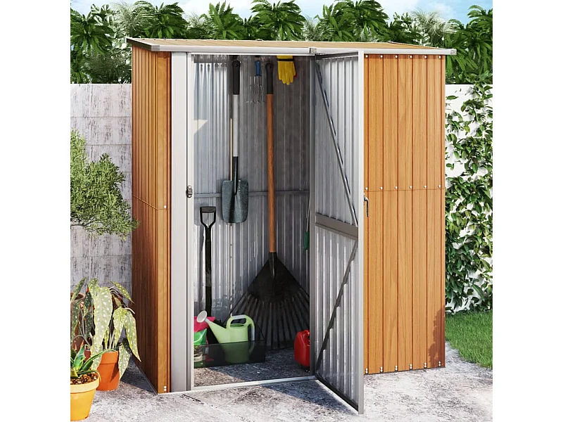 Abri de jardin 180,5x97x209,5 cm acier galvanisé aspect bois