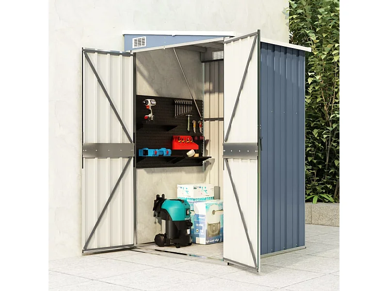 Anbauschuppen Grau 118x100x178 cm Verzinkter Stahl