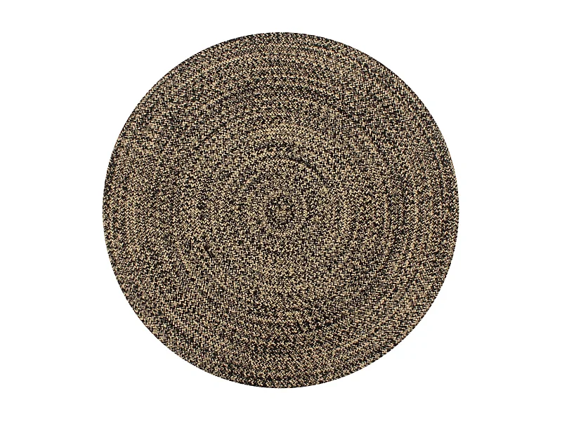 Teppich Handgefertigt Jute Schwarz und Natur 90 cm