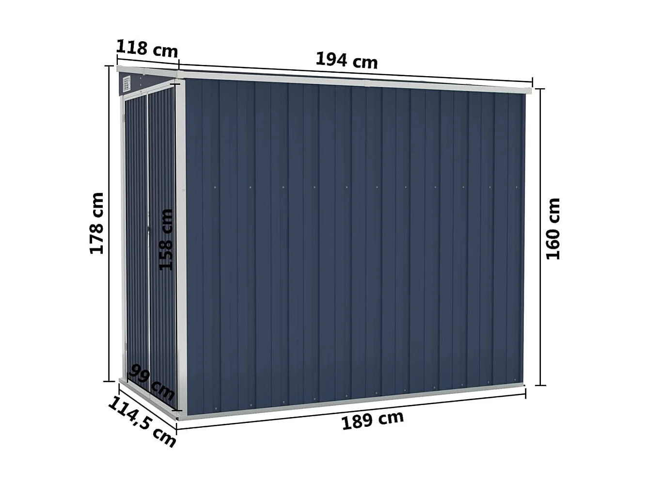 Anbauschuppen Anthrazit 118x194x178 cm Verzinkter Stahl