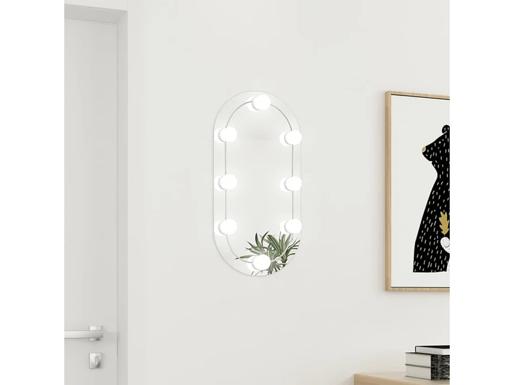 Espelho Oval com Iluminação LED 60x30 cm para Banheiro e Maquiagem