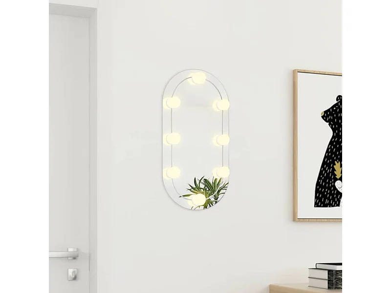 Espelho Oval com Iluminação LED 60x30 cm para Banheiro e Maquiagem