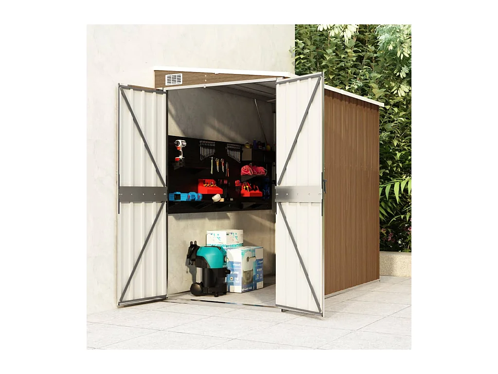 Abri de jardin mural Marron 118x194x178 cm Acier galvanisé