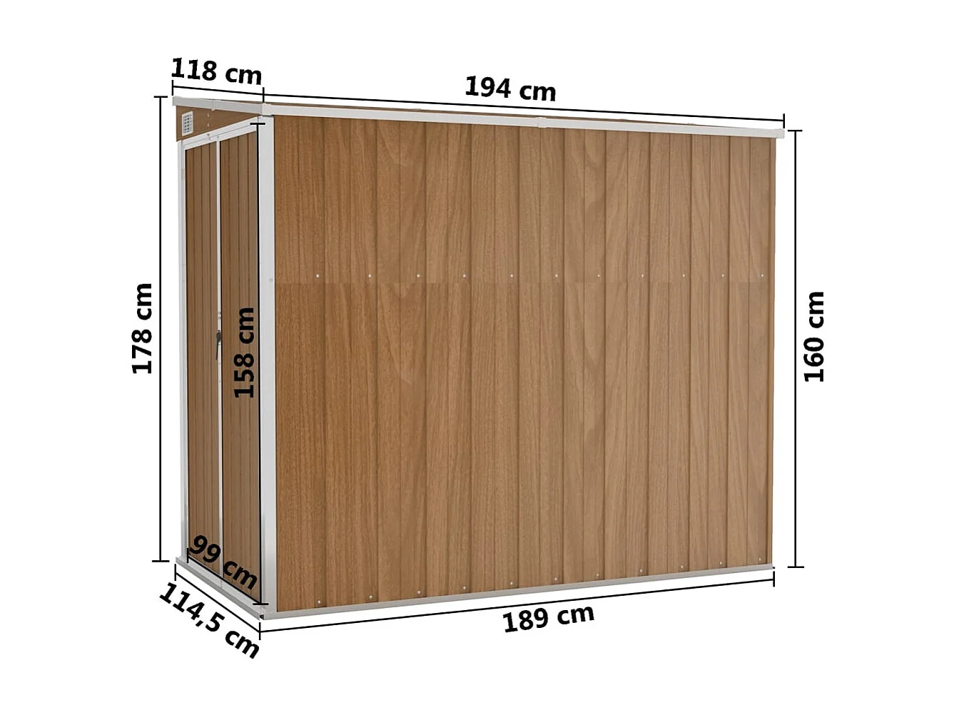 Anbauschuppen Braun 118x194x178 cm Verzinkter Stahl