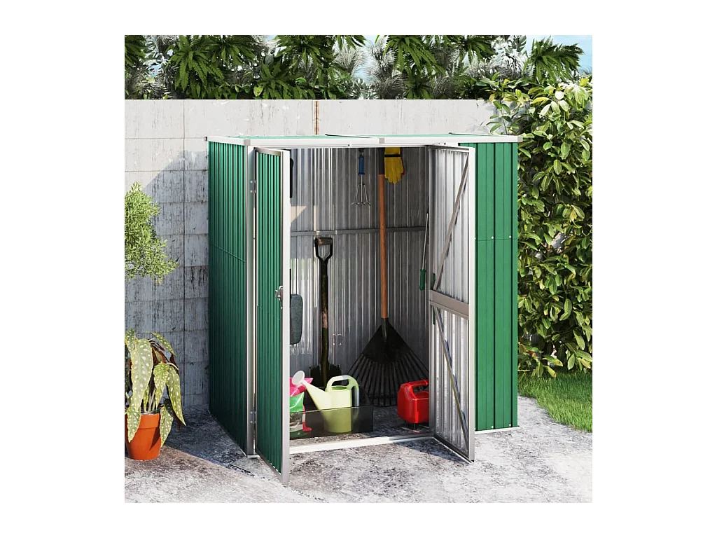 Abri à outils de jardin vert 161x89x161 cm acier galvanisé