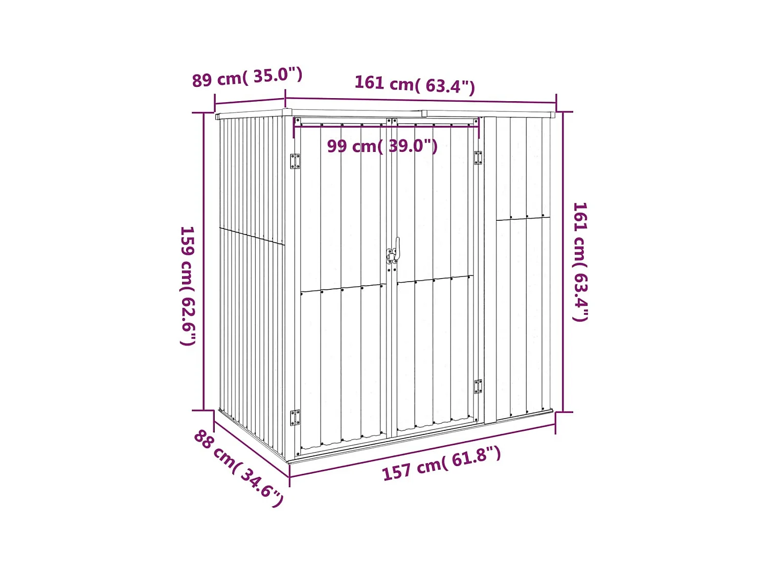 Abri à outils de jardin vert 161x89x161 cm acier galvanisé