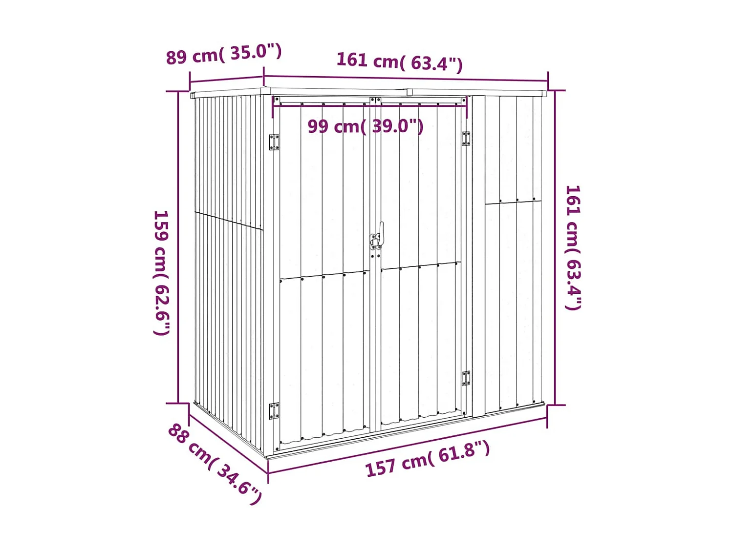 Abri à outils de jardin vert 161x89x161 cm acier galvanisé