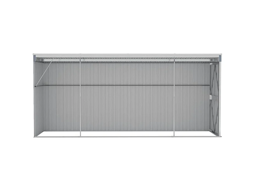 Anbauschuppen Grau 118x382x178 cm Verzinkter Stahl