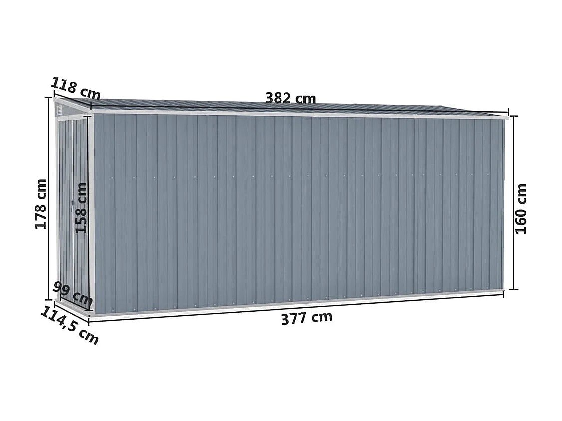 Abrigo Suspenso para Jardim em Aço Galvanizado - 118x382x178 cm