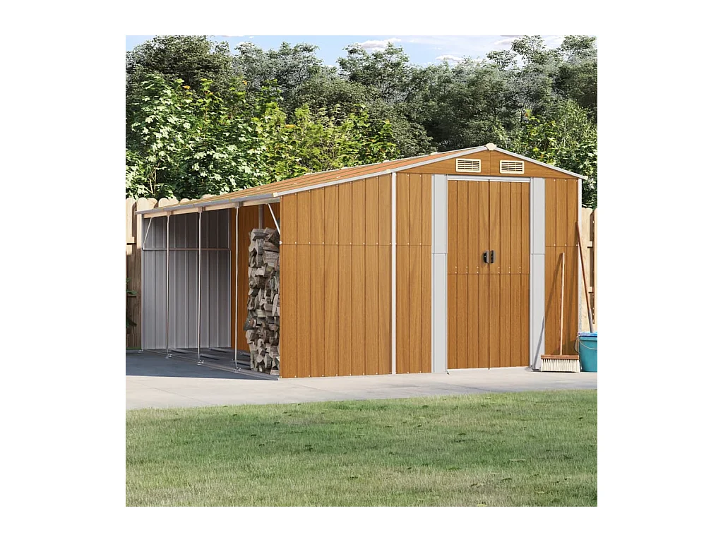 Abri de jardin marron clair 277x365,5x179 cm acier galvanisé
