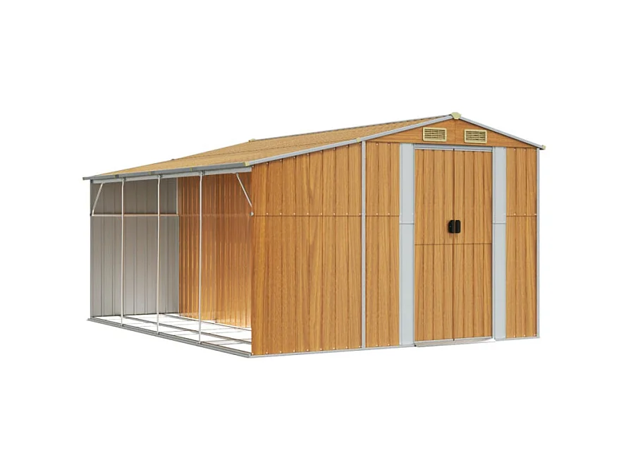 Abri de jardin marron clair 277x365,5x179 cm acier galvanisé