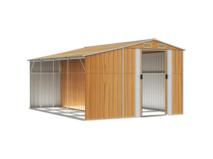 Abri de jardin marron clair 277x365,5x179 cm acier galvanisé
