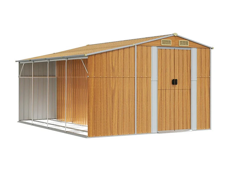 Gerätehaus Hellbraun 277x365,5x179 cm Verzinkter Stahl