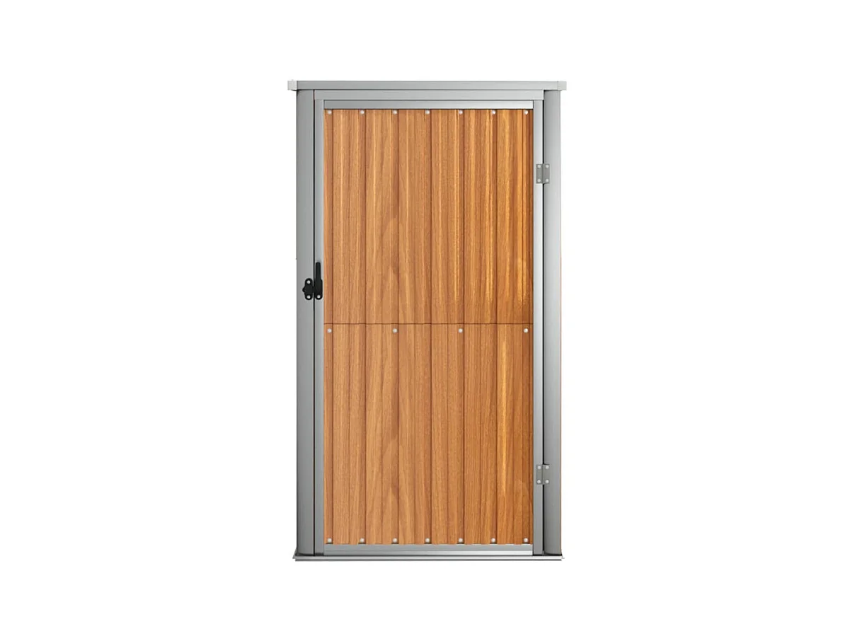 Abrigo de Ferramentas de Jardim em Aço Galvanizado Castanho para Armazenamento Seguro