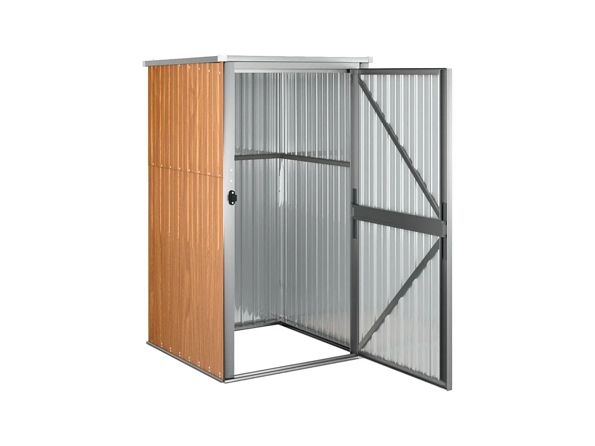 Abrigo de Ferramentas de Jardim em Aço Galvanizado Castanho para Armazenamento Seguro