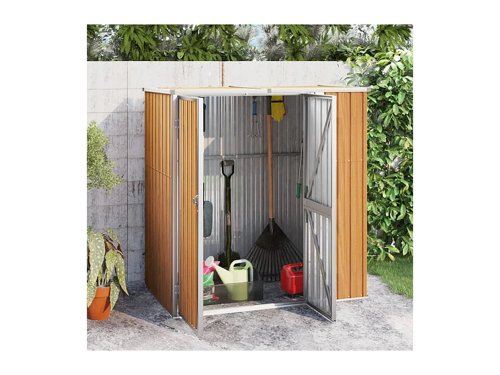 Abri à outils de jardin marron 161x89x161 cm acier galvanisé