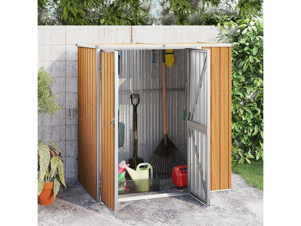 Gerätehaus Braun 161x89x161 cm Verzinkter Stahl