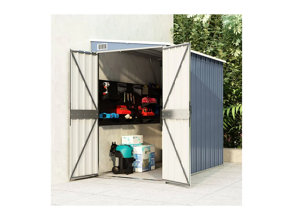 Abri de jardin mural Gris 118x194x178 cm Acier galvanisé