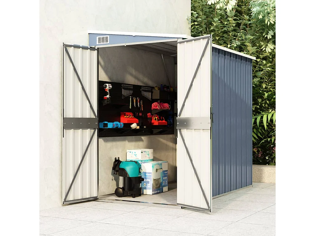 Anbauschuppen Grau 118x194x178 cm Verzinkter Stahl