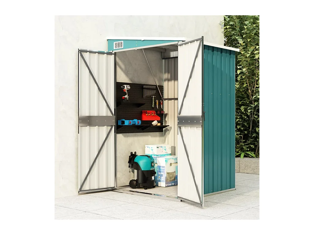 vidaXL Remise de jardin murale Vert 118x100x178 cm Acier galvanisé