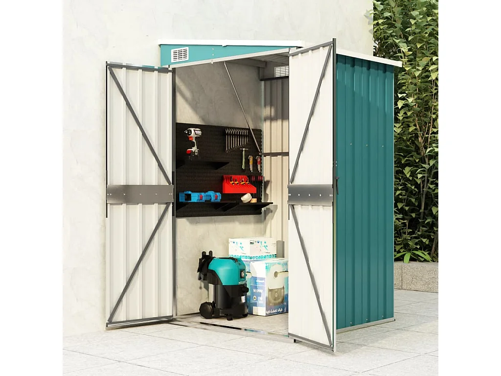 Anbauschuppen Grün 118x100x178 cm Verzinkter Stahl