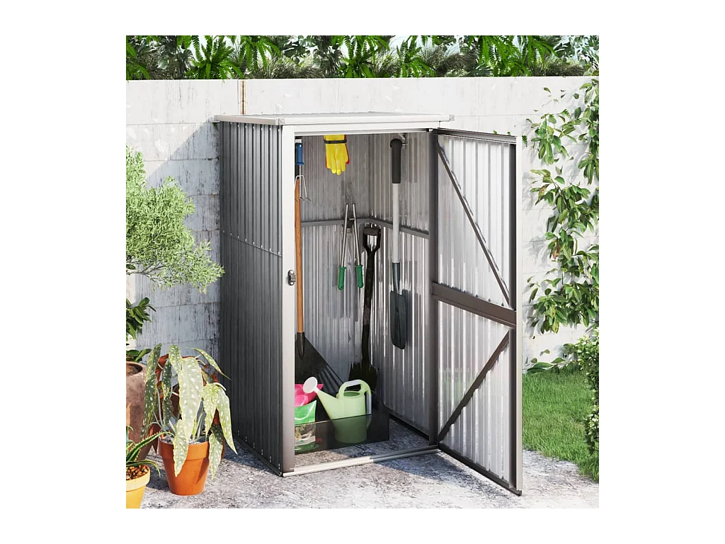 Abri à outils de jardin gris 88x89x161 cm acier galvanisé