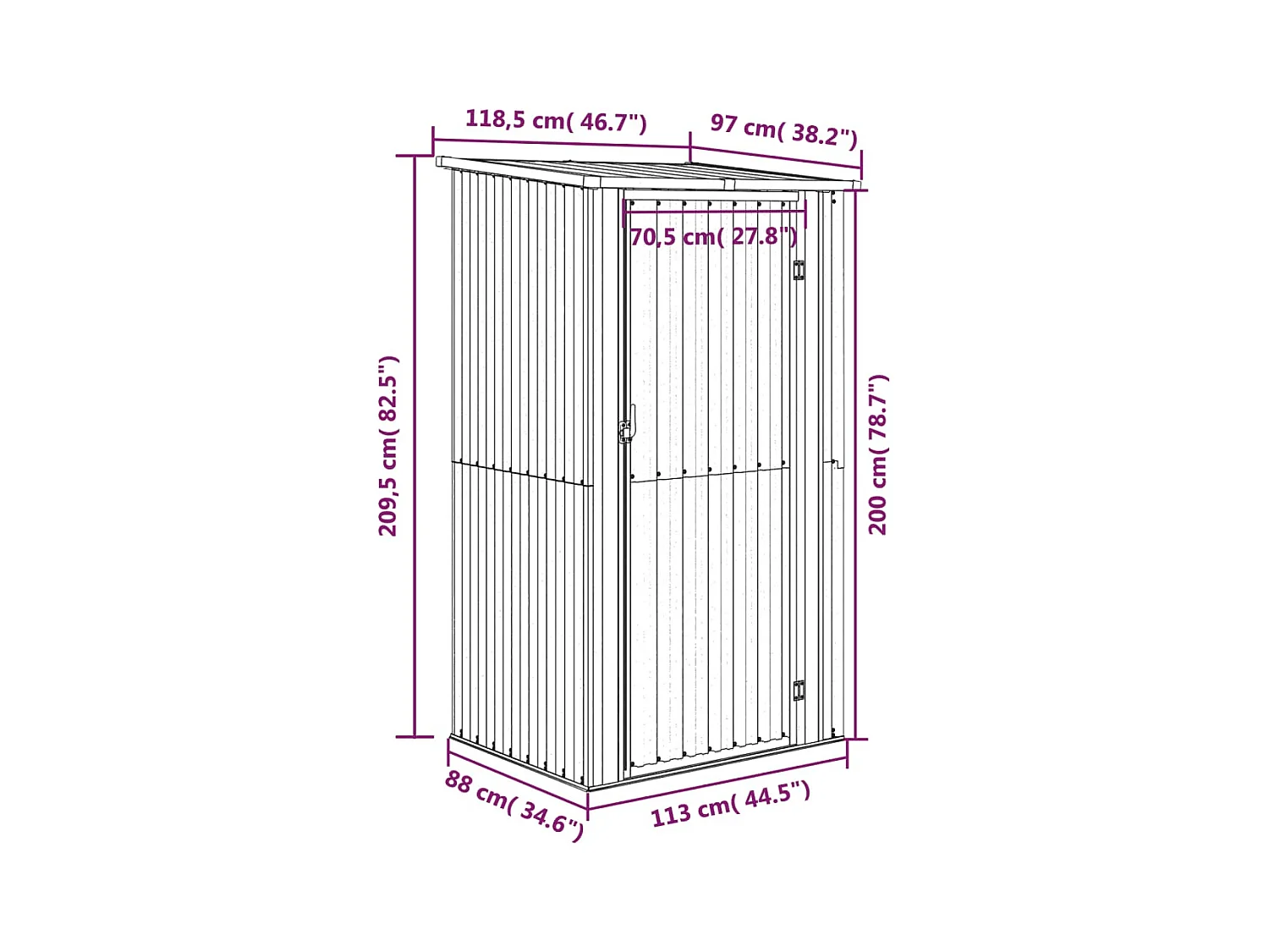 Abri de jardin Anthracite 118,5x97x209,5 cm Acier galvanisé
