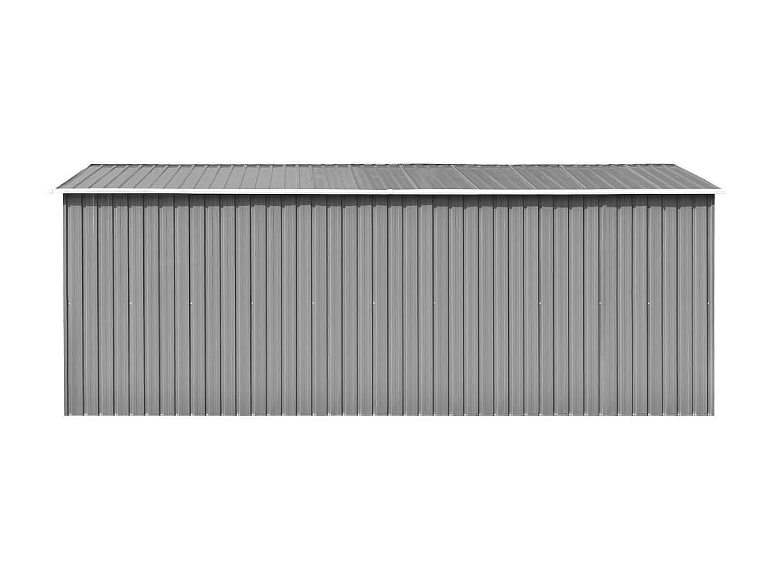 Abrigo de Jardim em Metal Cinzento 257x489x181 cm para Armazenamento de Ferramentas