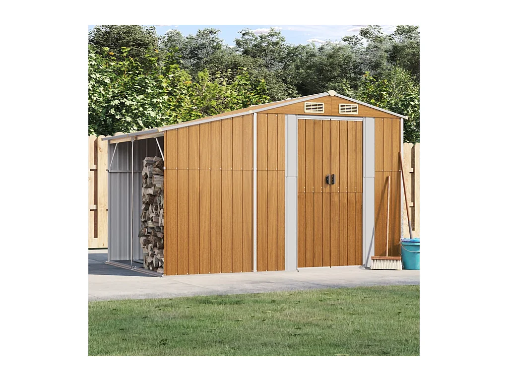 Abri de jardin marron clair 277x192,5x179 cm acier galvanisé