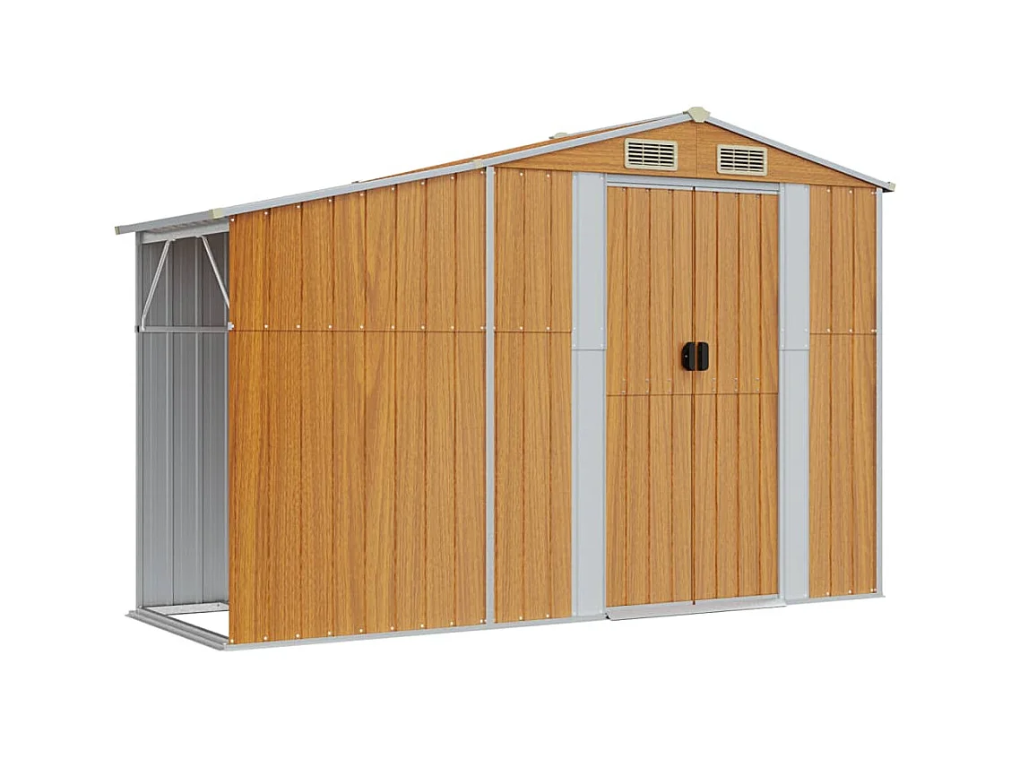 Abri de jardin marron clair 277x192,5x179 cm acier galvanisé